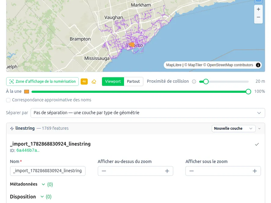 Aperçu d'import — données entrantes vérifiées pour les collisions avant intégration