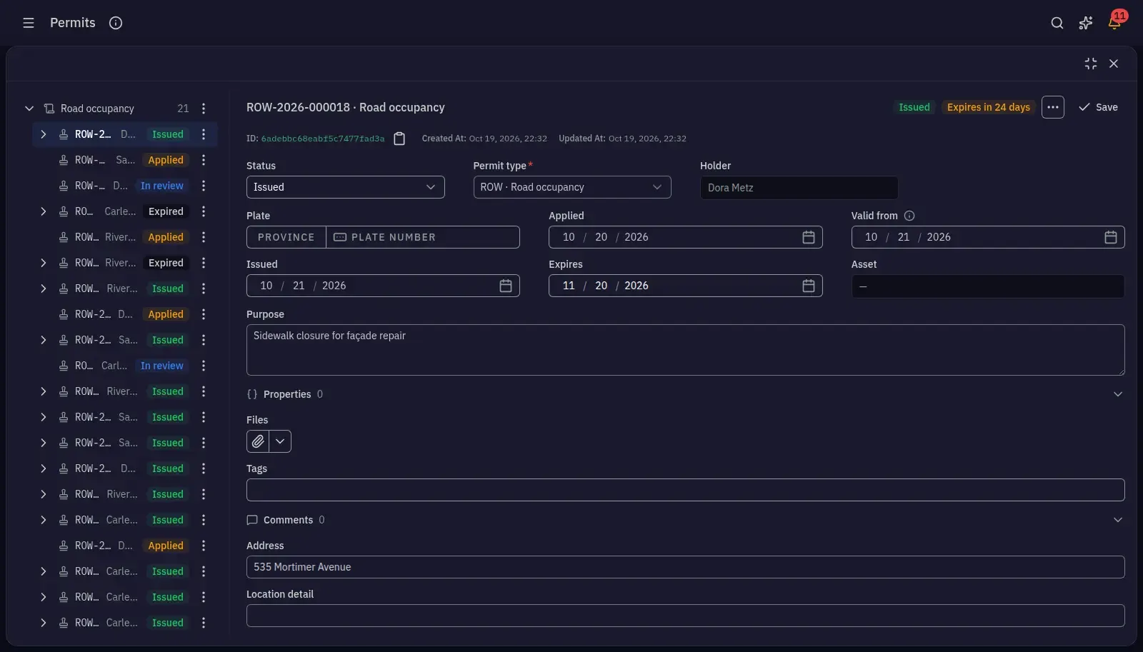 A permit application under review