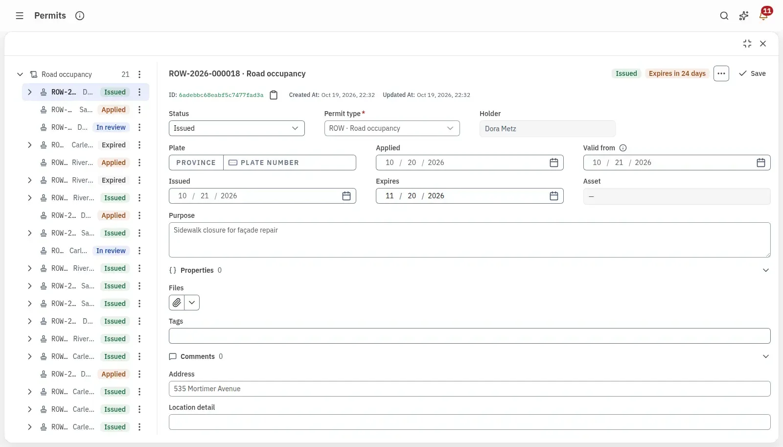 A permit application under review